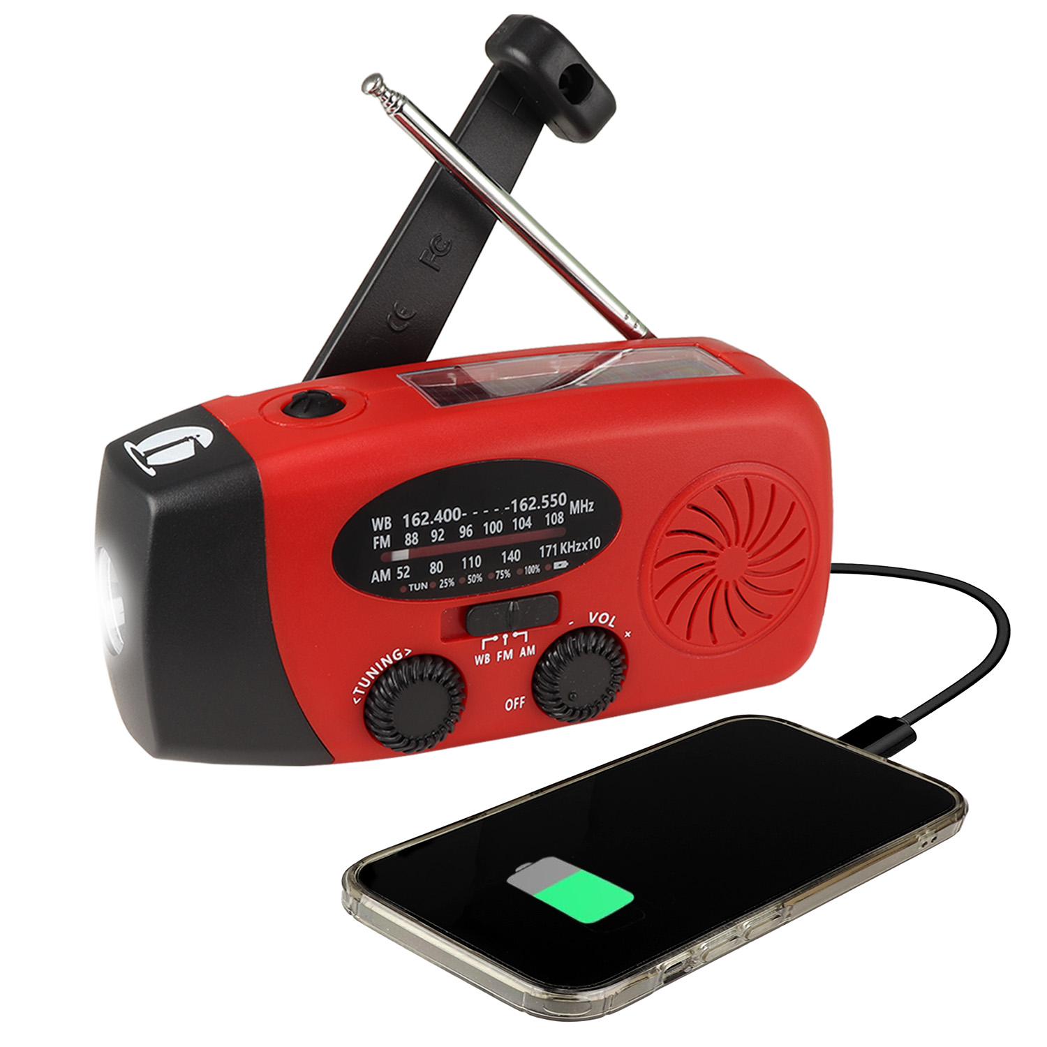 4 in 1 Dynamo Solar NOAA Weather Band Radio and Flashlight