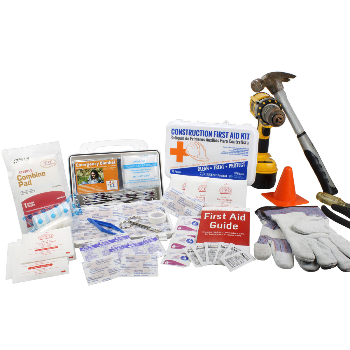 Bilingual OSHA Contractors First Aid Kit for Job Sites up to 10 People, 97 pieces - Image 3