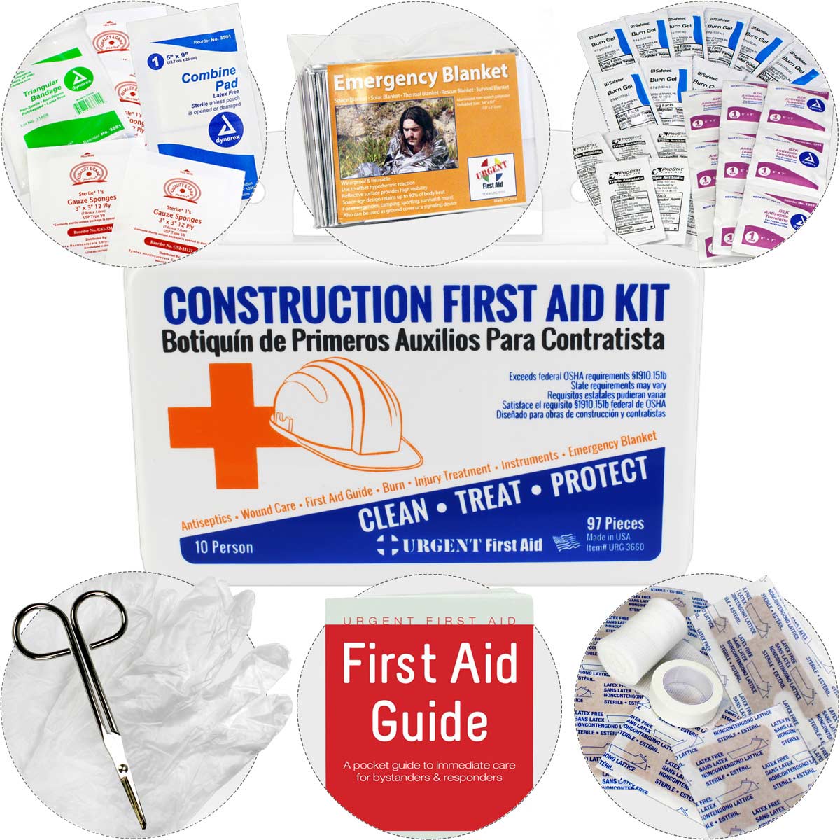 Bilingual OSHA Contractors First Aid Kit for Job Sites up to 10 People, 97 pieces - Image 4