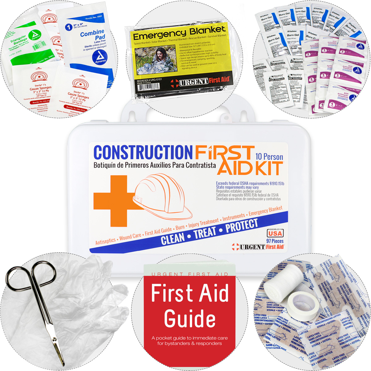 Bilingual OSHA Contractors First Aid Kit for Job Sites up to 10 People, 97 pieces - Image 6