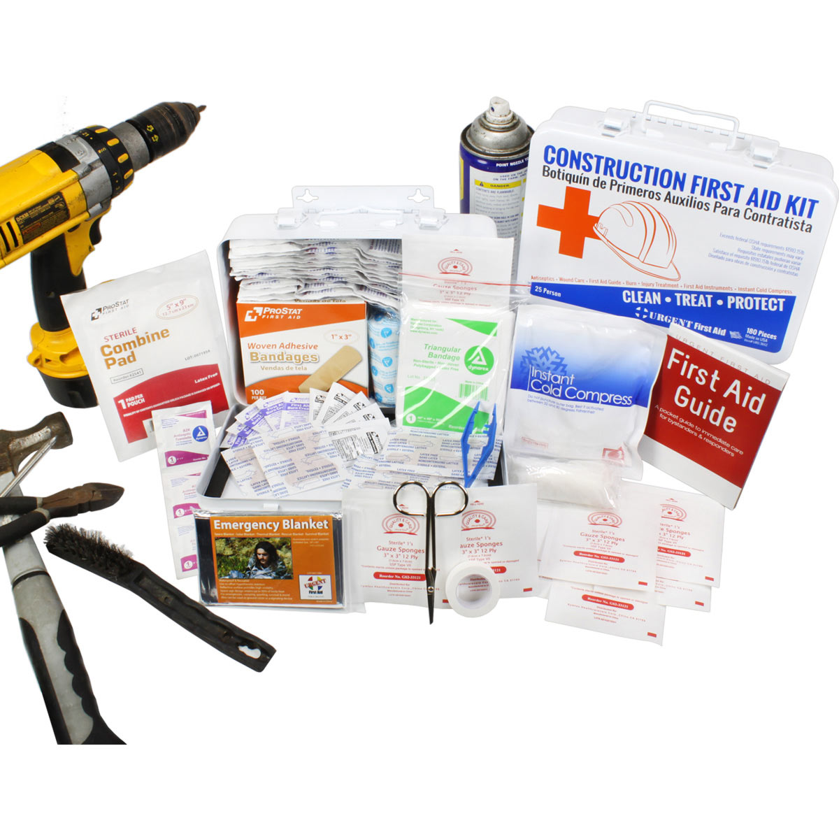 Bilingual OSHA Contractors First Aid Kit for Job Sites up to 25 People, 180 pieces - Image 3