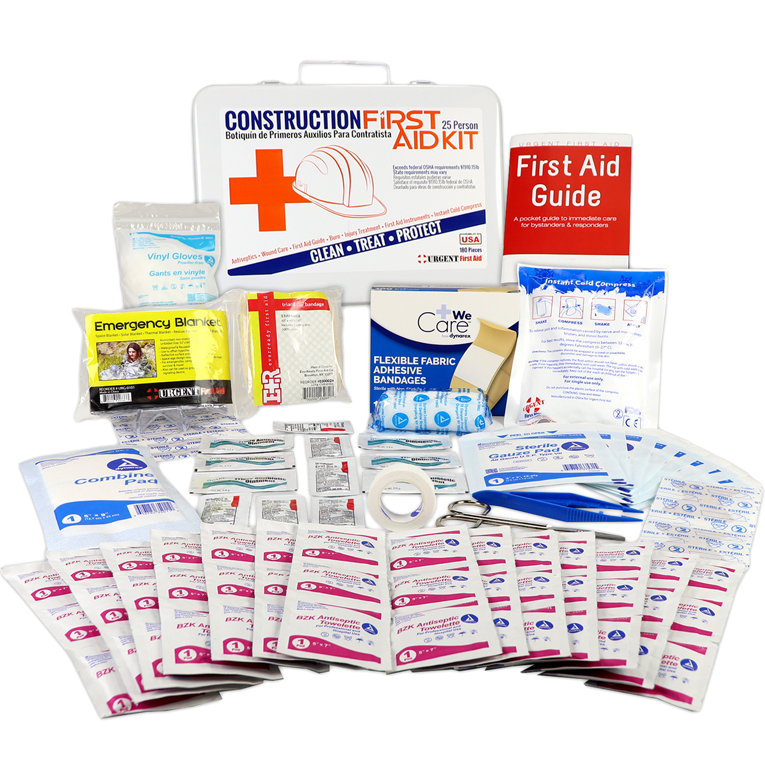Bilingual OSHA Contractors First Aid Kit for Job Sites up to 25 People, 180 pieces - Image 4