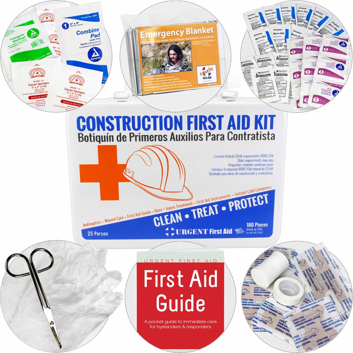 Bilingual OSHA Contractors First Aid Kit for Job Sites up to 25 People, 180 pieces - Image 6